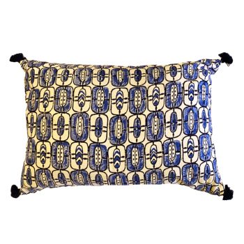 African Shield Cushion In Indigo