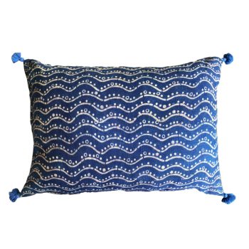 Ajrackh Dot Cushion In Indigo