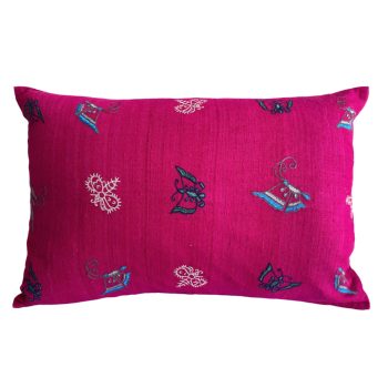 Small Butterfly Silk Cushion In Pink