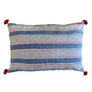 Striped Kala Cotton Cushion In Blue