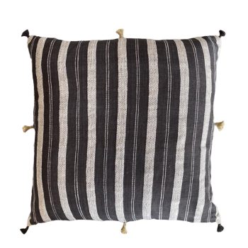 Striped Kala Cotton Cushion In Charcoal