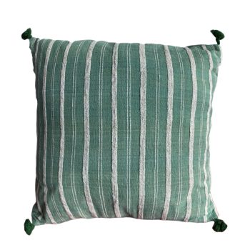Striped Kala Cotton Cushion In Green
