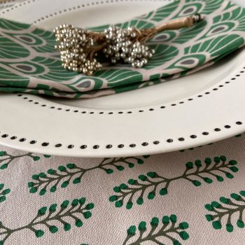 Tableware Combo Placemat Small Stem Juniper Napkin Feather