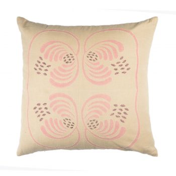 Tallentire House Cushion Cotton Flax Wisteria Pink Embroidered 45x45