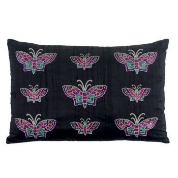 Tallentire House Cushion Silk Ahir Mirrored Butterfly Black