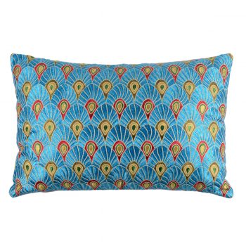 Tallentire House Cushion Silk Feather Embroidered Blue