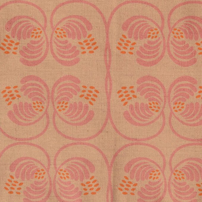 Tallentire House Fabrics Cotton Flax Wisteria Rosewood Flamingo