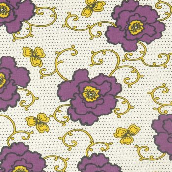 Tallentire House Fabrics Q1 Russian Flower Grape Wine Oil Yellow