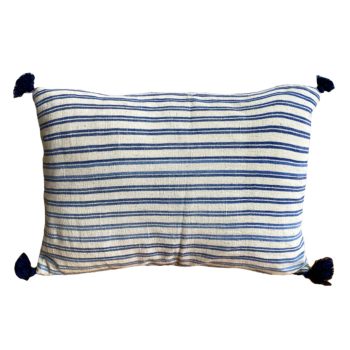 Ticking Stripe Cushion In Blue