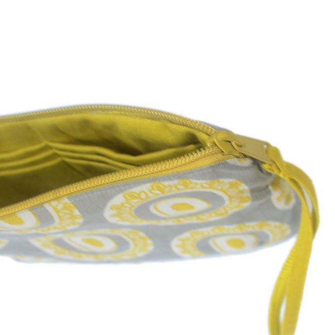 Travel Purse Byzantine Circle Zip and Inside Oil Yellow